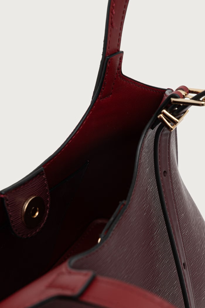 Torebka shopper damska Tommy Hilfiger bordowy AW0AW19037