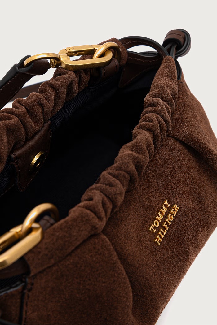 Geantă pentru femei din piele întoarsă Tommy Hilfiger maro AW0AW19010