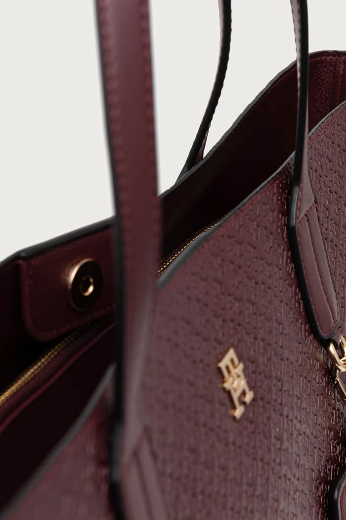 Tommy Hilfiger шопинг чанта дамска от имитация на кожа бордо AW0AW19004