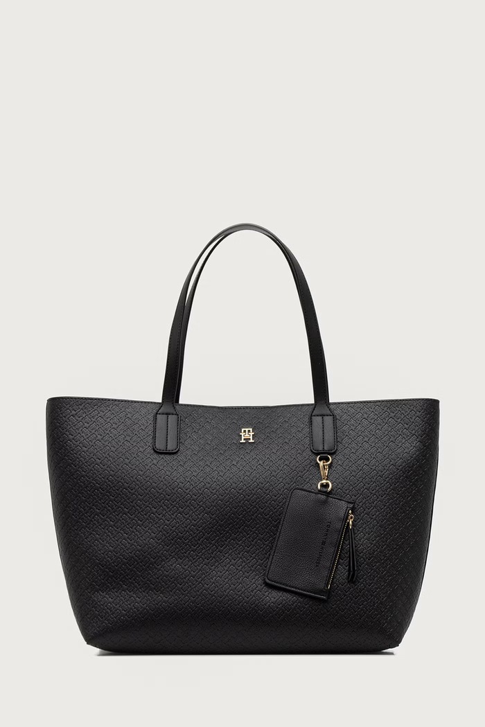Tommy Hilfiger Torebka shopper damska z imitacji skóry czarny AW0AW19004