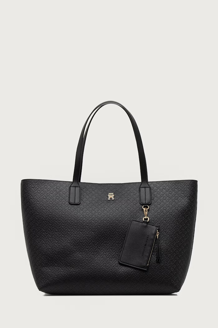 Tommy Hilfiger Torebka shopper damska z imitacji skóry czarny AW0AW19004