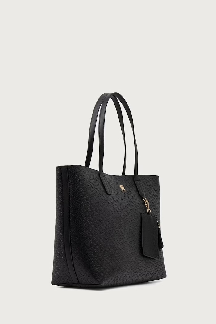 Tommy Hilfiger Torebka shopper damska z imitacji skóry AW0AW19004 czarny AW26