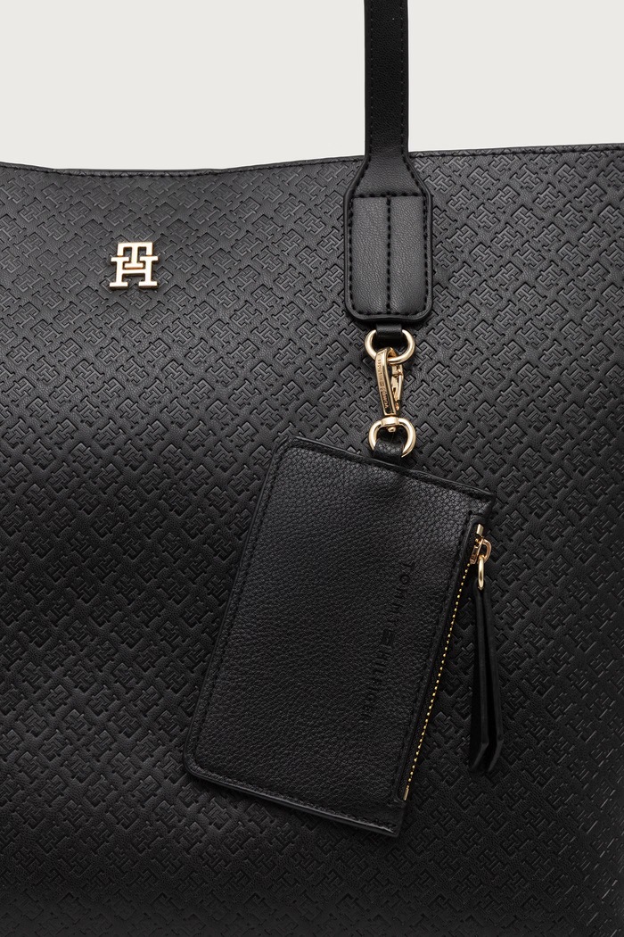 Torebka shopper damska z imitacji skóry Tommy Hilfiger AW0AW19004 czarny