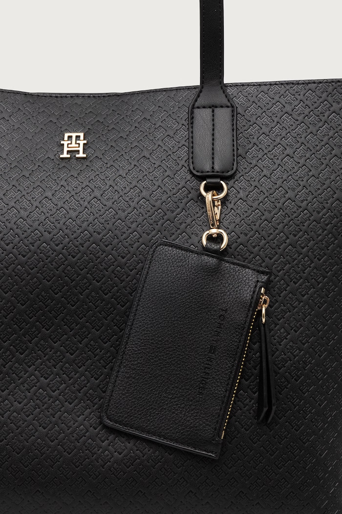 Torebka shopper damska z imitacji skóry Tommy Hilfiger AW0AW19004 czarny