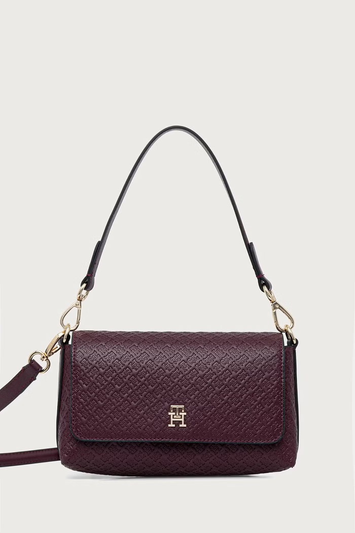 Tommy Hilfiger χιαστί γυναικεία από απομίμηση δέρματος μπορντό AW0AW18997