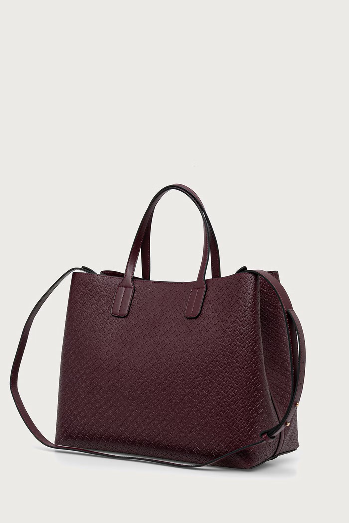 Аксесоари Tommy Hilfiger шопинг чанта дамска от имитация на кожа AW0AW18923 бордо