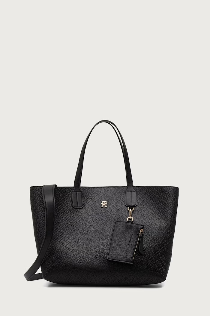 Tommy Hilfiger Torebka shopper damska z imitacji skóry czarny AW0AW18923