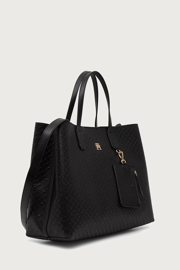 Tommy Hilfiger torebka shopper damska z imitacji skóry AW0AW18923 czarny AW26