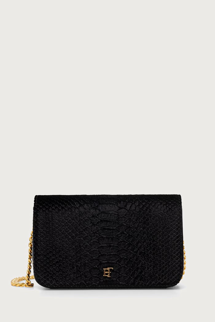 Elisabetta Franchi Torebka crossbody damska welurowa czarny BS20A67E2