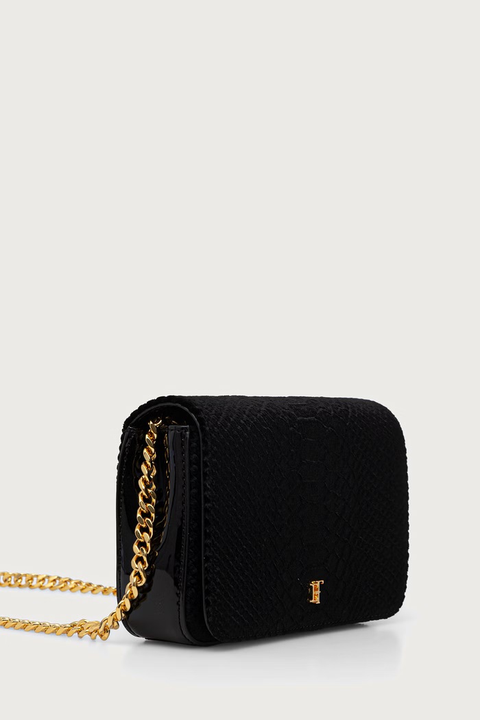 Elisabetta Franchi Torebka crossbody damska welurowa BS20A67E2 czarny AW26