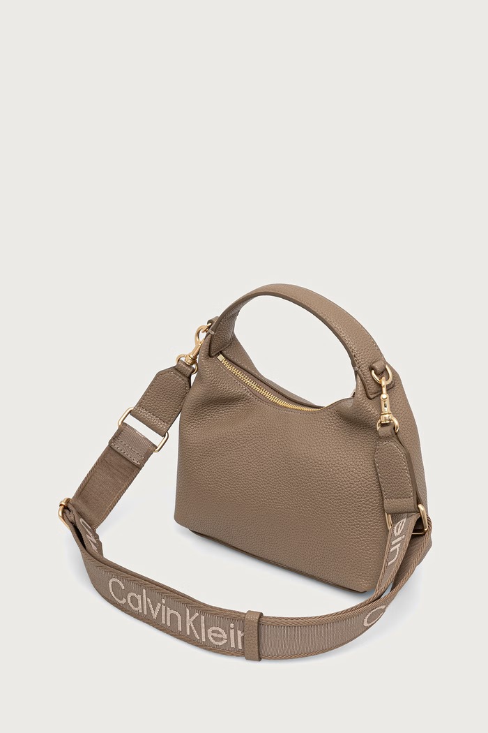 Akcesoria Calvin Klein Torebka hobo damska z imitacji skóry LV04F3892G beżowy