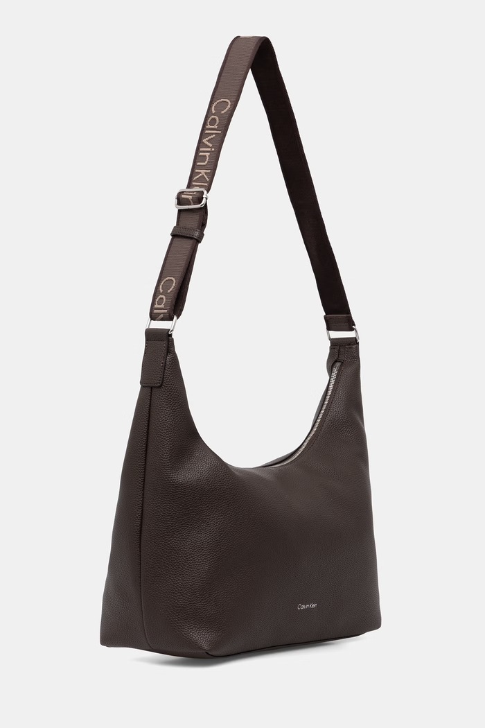 Calvin Klein torebka hobo damska z imitacji skóry LV04F3891G brązowy AW26