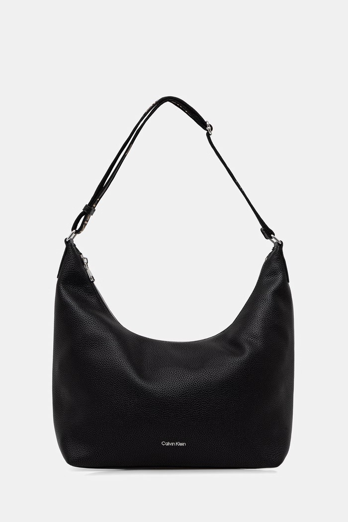 Calvin Klein torebka hobo damska z imitacji skóry czarny LV04F3891G