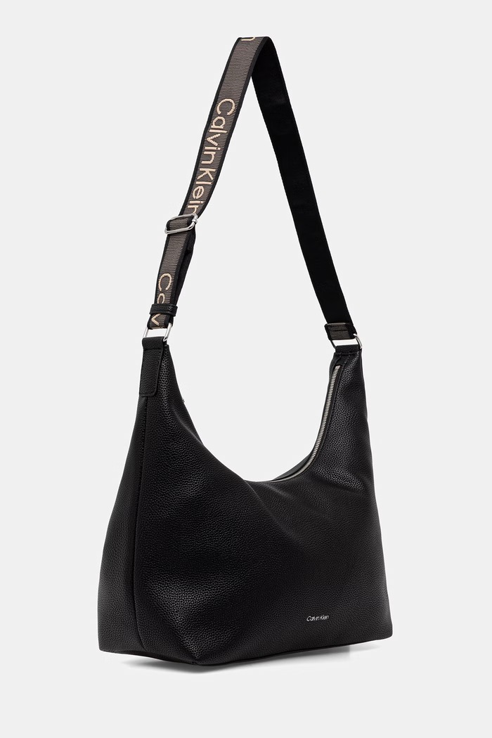 Calvin Klein torebka hobo damska z imitacji skóry LV04F3891G czarny AW26