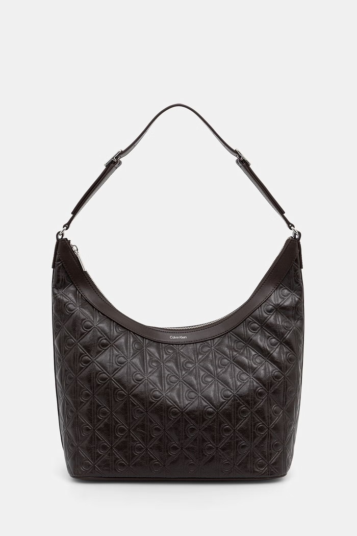 Calvin Klein torebka hobo damska z imitacji skóry brązowy LV04F3875G