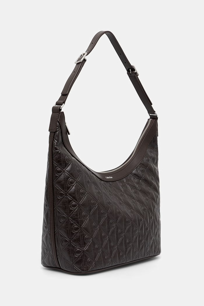 Calvin Klein torebka hobo damska z imitacji skóry LV04F3875G brązowy AW26