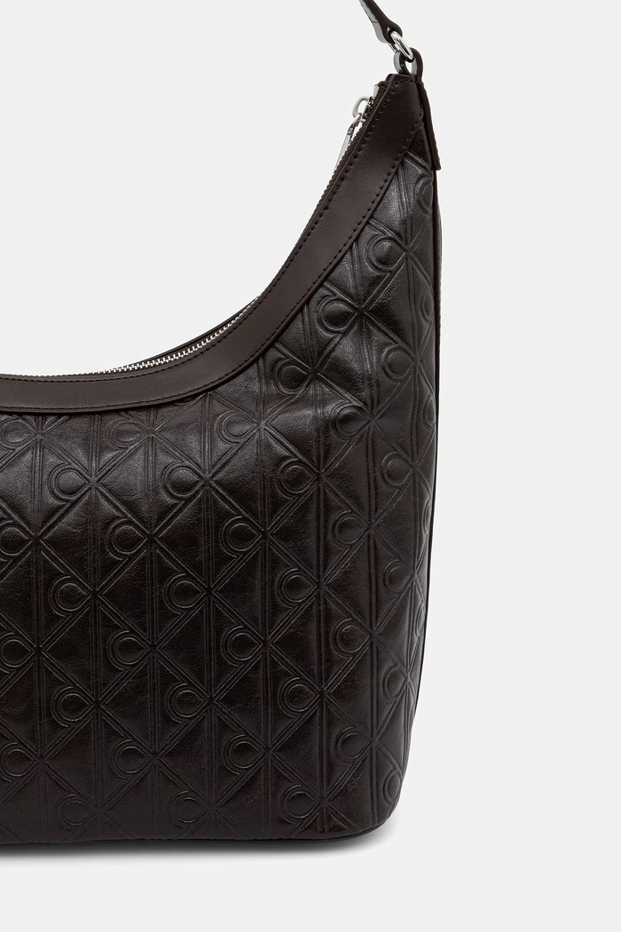 Akcesoria Calvin Klein torebka hobo damska z imitacji skóry LV04F3875G brązowy