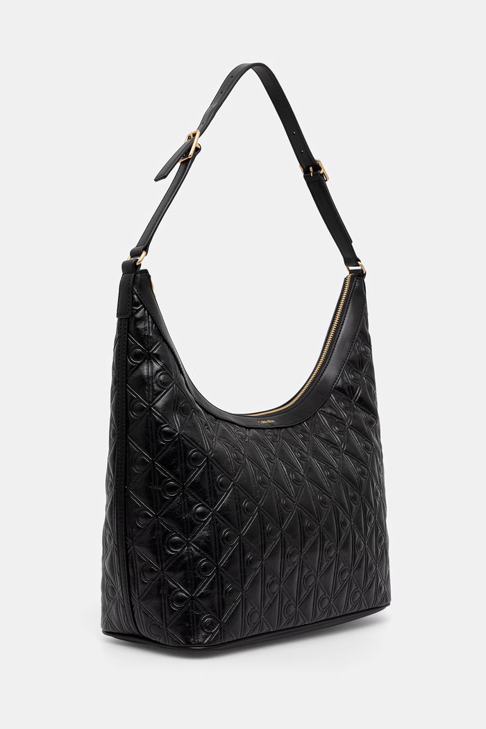 Calvin Klein torebka hobo damska z imitacji skóry LV04F3875G czarny AW26