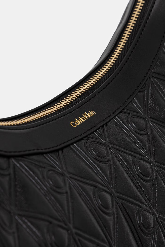Calvin Klein torebka hobo damska z imitacji skóry czarny LV04F3875G