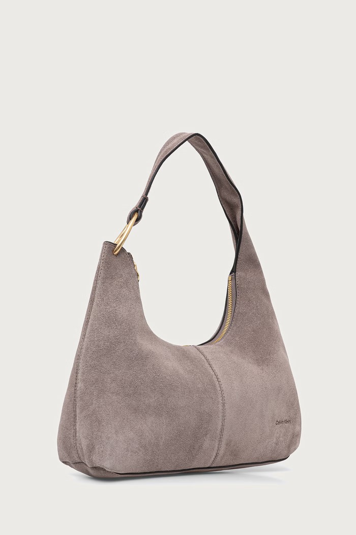 Calvin Klein Mala torba hobo za žene od brušene kože LV04F3691G smeđa AW26