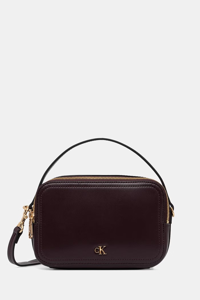 Calvin Klein torebka crossbody damska z imitacji skóry bordowy LV04F3678G