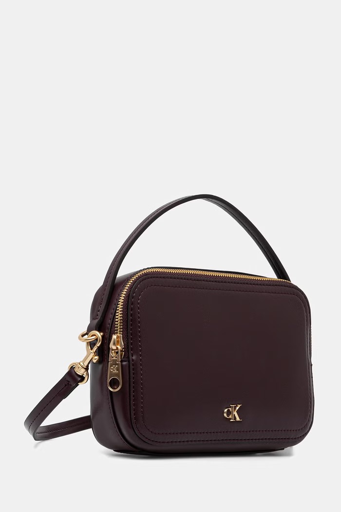Calvin Klein torebka crossbody damska z imitacji skóry LV04F3678G bordowy AW26