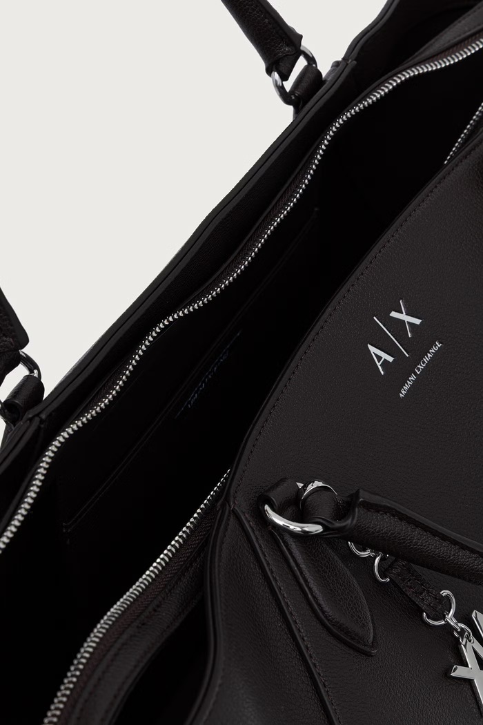 Armani Exchange шопинг чанта дамска от имитация на кожа кафяв XW003142.AF26569
