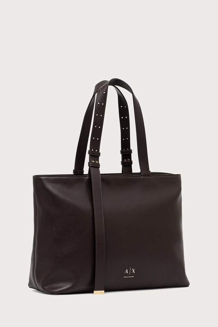 Armani Exchange Torebka shopper damska z imitacji skóry XW002988.AF19902 brązowy AW26