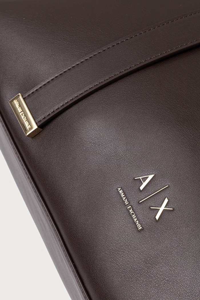 Torebka shopper damska z imitacji skóry Armani Exchange XW002988.AF19902 brązowy
