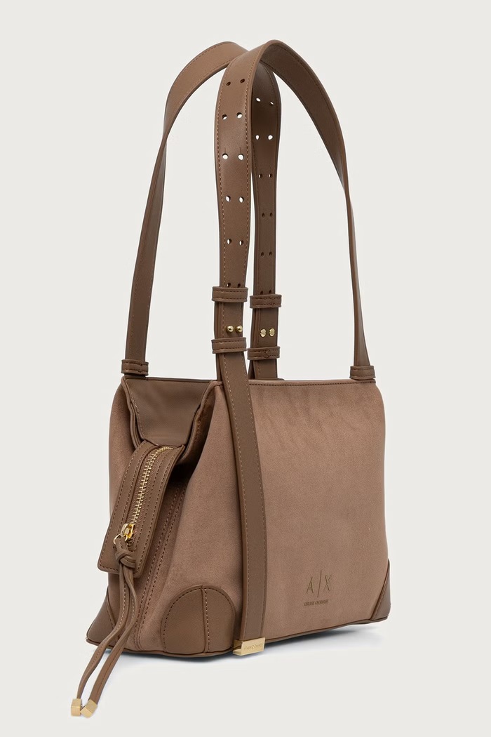 Armani Exchange Borsa shopper da donna in imitazione di scamoscio XW002604.AF22666 beige AW26