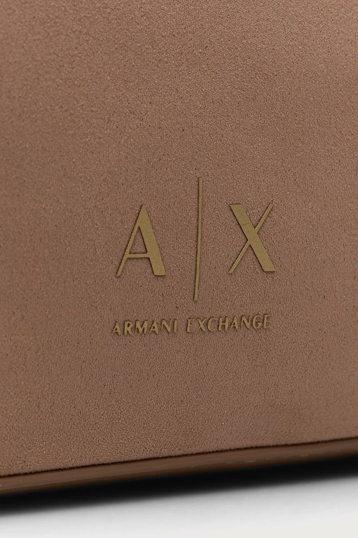 Borsa shopper da donna in imitazione di scamoscio Armani Exchange XW002604.AF22666 beige