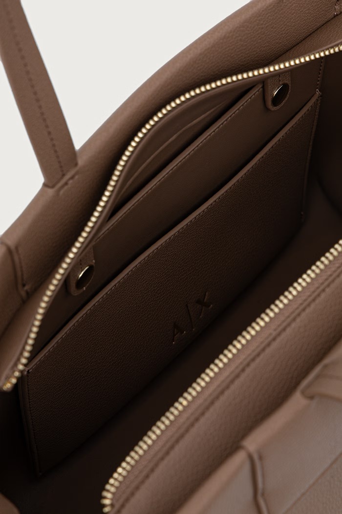 Armani Exchange torebka tote damska z imitacji skóry XW001538.AF26447 beżowy