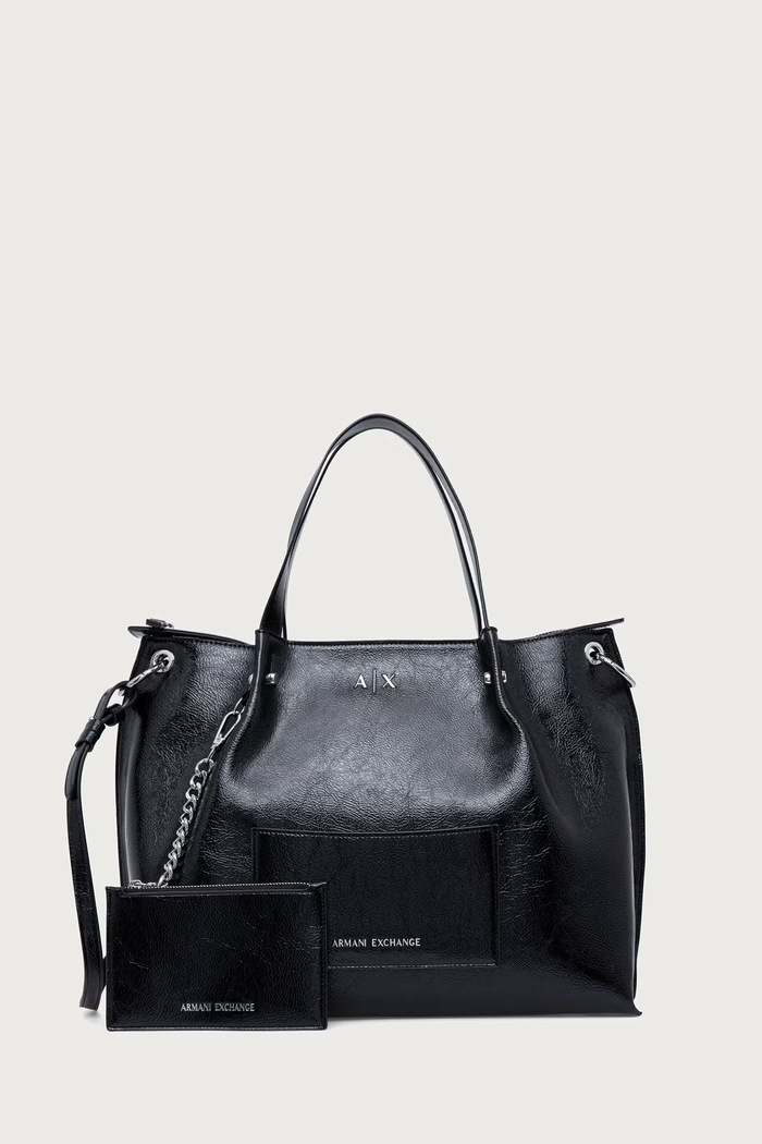 Armani Exchange шопинг чанта дамска от имитация на кожа черен XW001211.AF26451