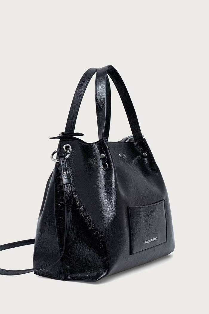 Armani Exchange шопинг чанта дамска от имитация на кожа XW001211.AF26451 черен AW26