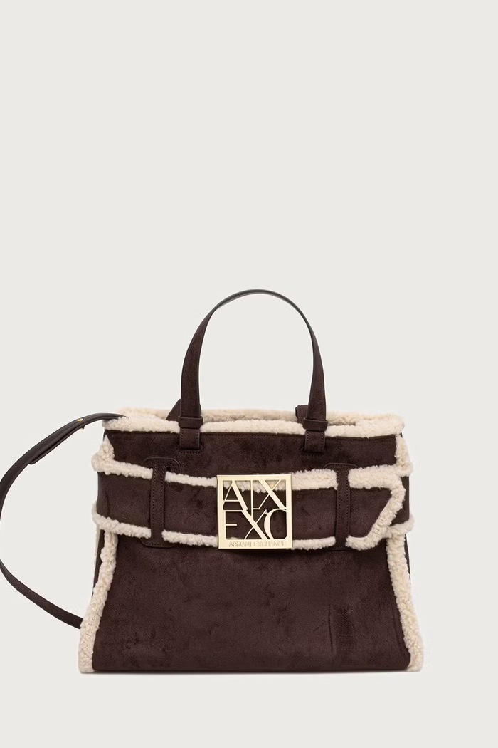 Armani Exchange Crossbody torba za žene od imitacije brušene kože smeđa XW000285.AF26995