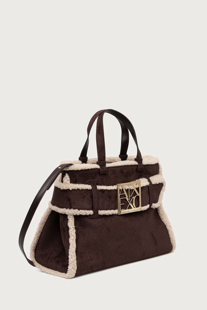 Armani Exchange Crossbody torba za žene od imitacije brušene kože XW000285.AF26995 smeđa AW26