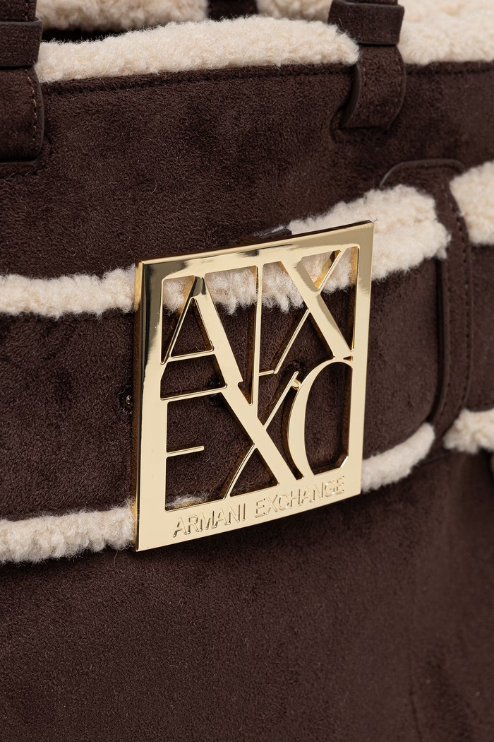 Crossbody torba za žene od imitacije brušene kože Armani Exchange smeđa XW000285.AF26995