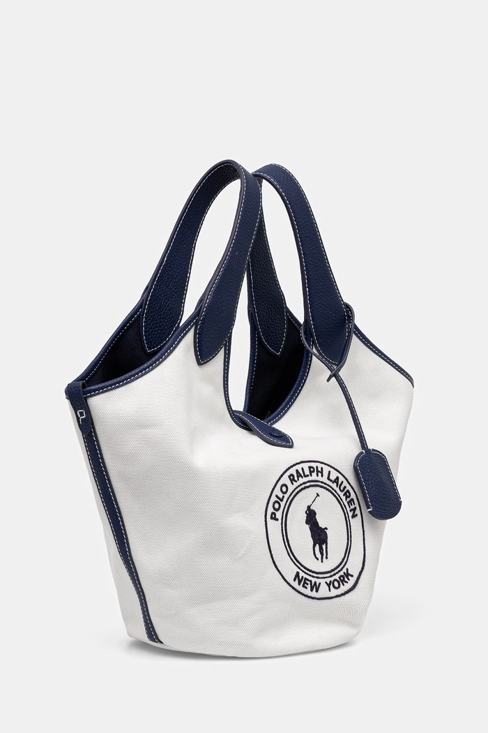 Polo Ralph Lauren torebka tote damska bawełniana 428P23827 biały AW26