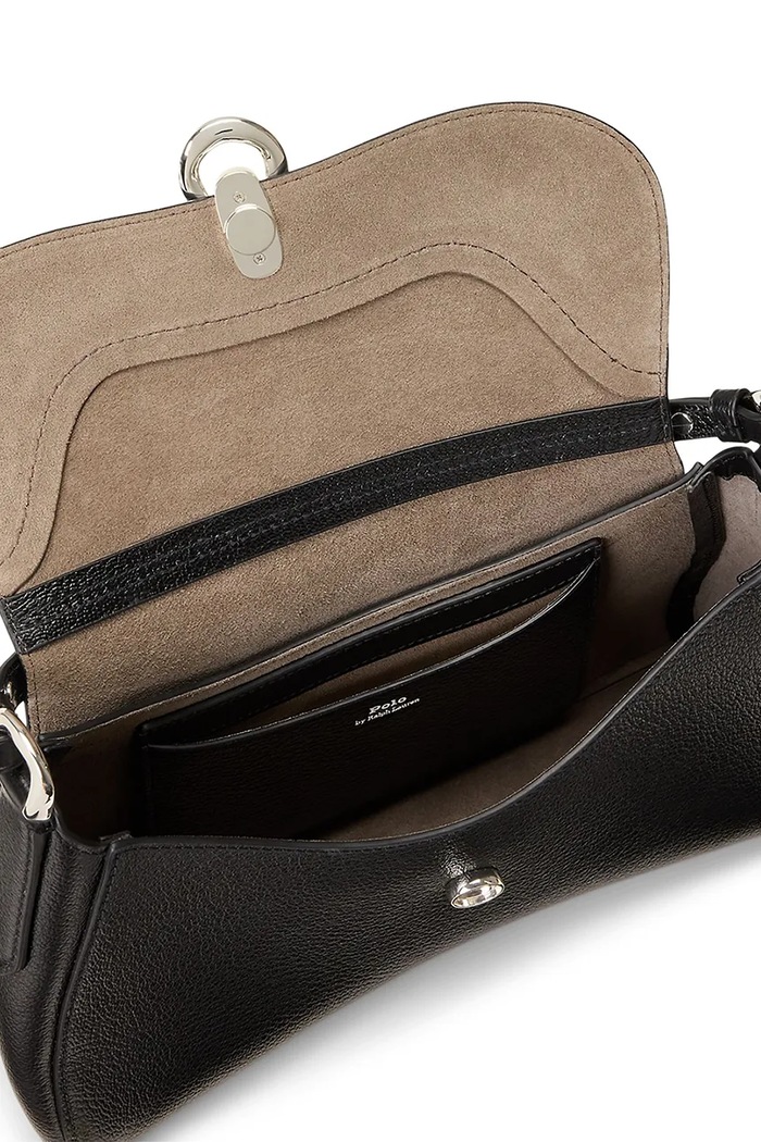 Чанта crossbody дамска от кожа Polo Ralph Lauren черен 428P14296