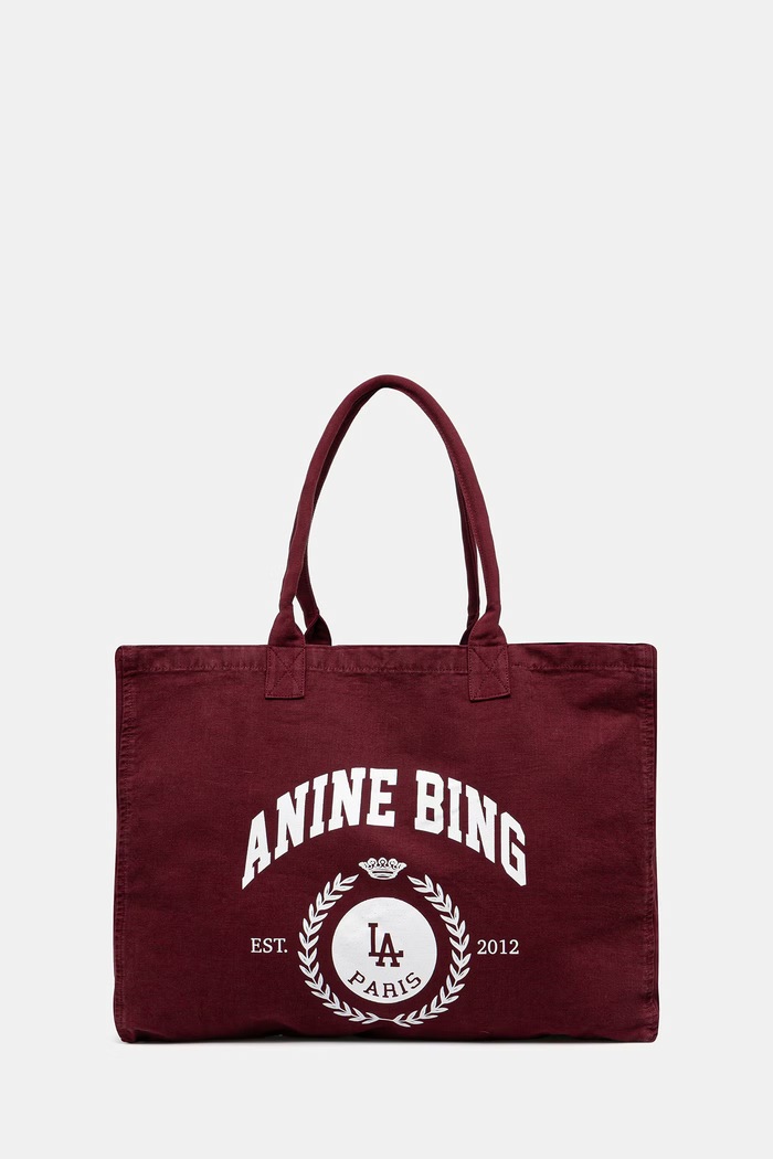 Anine Bing LEO torebka tote damska bawełniana bordowy A.13.12763.BGN28