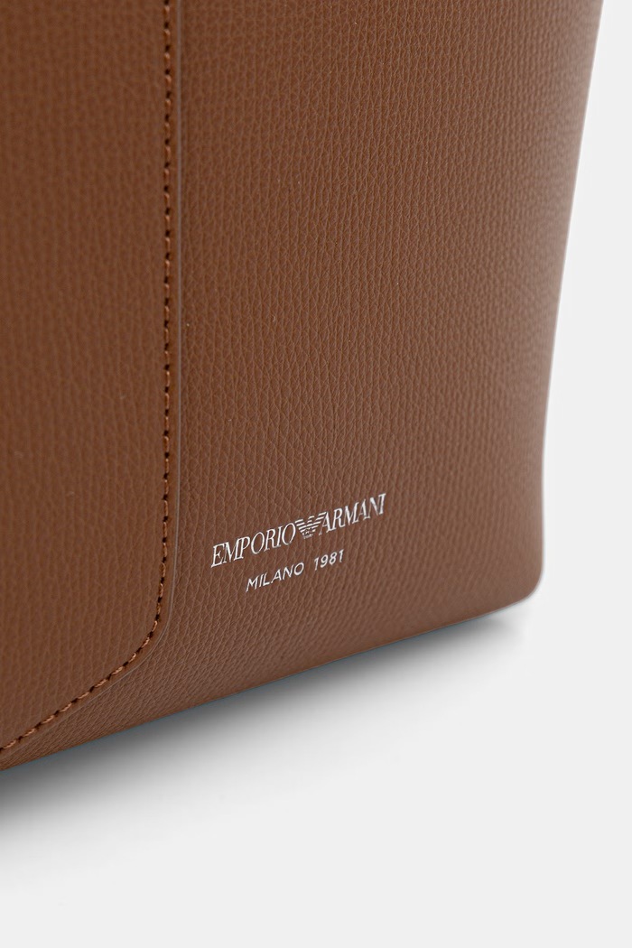 Emporio Armani torebka shopper damska skórzana brązowy EW005753.AF29459