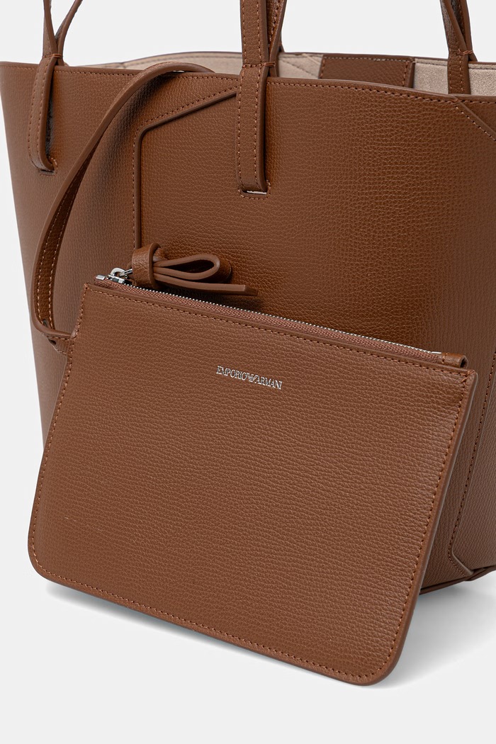 Emporio Armani torebka shopper damska skórzana EW005753.AF29459 brązowy
