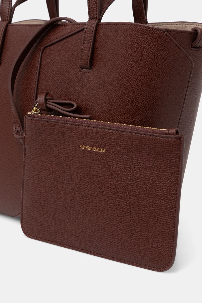 Emporio Armani torebka shopper damska skórzana brązowy EW005753.AF29459