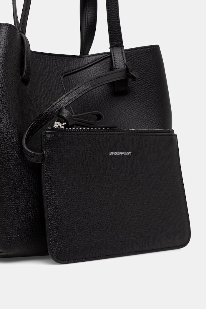 Emporio Armani шопинг чанта дамска от кожа черен EW005753.AF29459