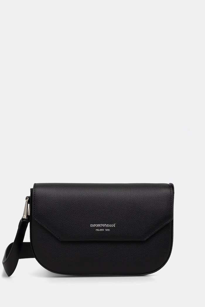 Emporio Armani чанта crossbody дамска от кожа черен EW005673.AF29459