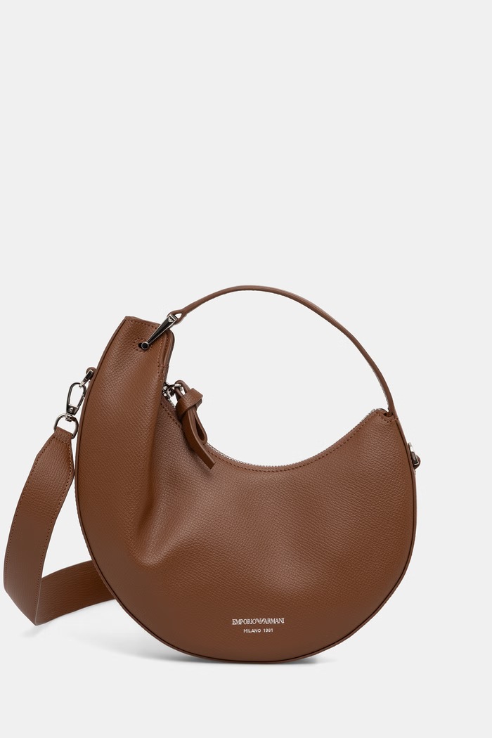 Emporio Armani torebka hobo damska skórzana brązowy EW005671.AF29459