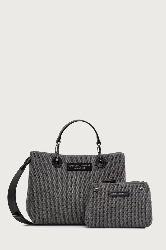 Emporio Armani Torebka crossbody damska z dodatkiem wełny szary EW000361.AF28319