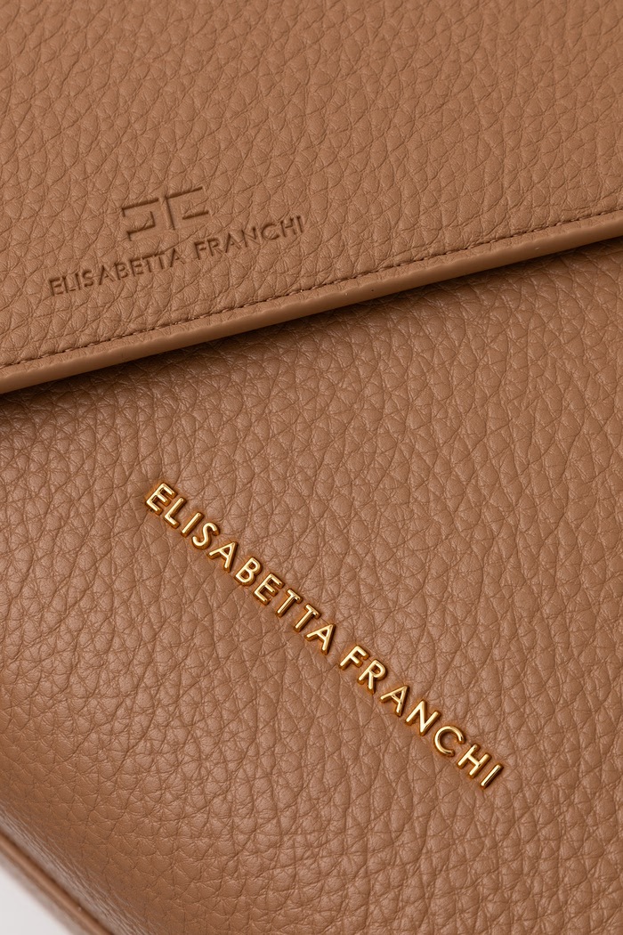 Torebka shopper damska z imitacji skóry Elisabetta Franchi BS23A66E2 beżowy