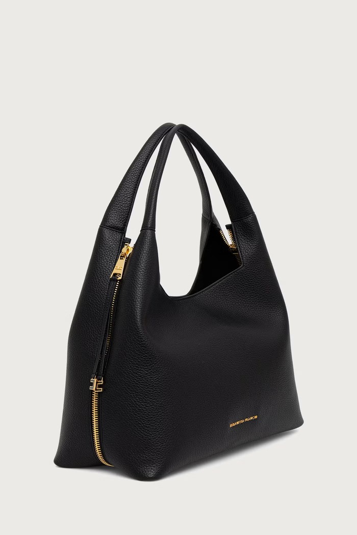 Elisabetta Franchi torebka shopper damska z imitacji skóry BS23A66E2 czarny AW26