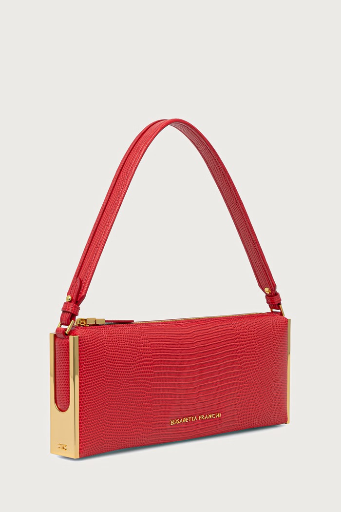 Elisabetta Franchi baguette torbica ženska iz umetnega usnja BS15A66E2 rdeča AW26